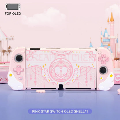 GeekShare Protective Case for Nintendo Switch OLED NS Game Accessories Pink Star 3D Silicone Switch OLED Shell High Quality