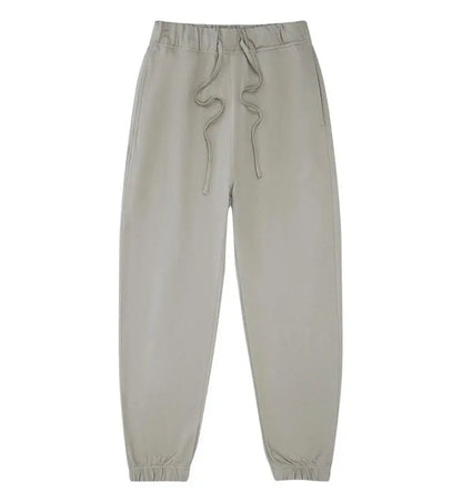 330g Mens 100% Cotton Spring Casual Long Pant French Terry Plain Brown Jogger Sports Trousers Male Flat Unlined Pocket Sweatpant