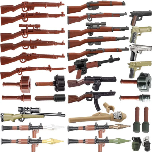 WW2 German Weapon Building Block 98K Two-color Gun US M1911 Soviet RPG Military Soldier Figure Accessories Rifle Pistol Toy C349