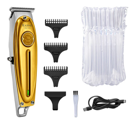 Kemei Professional Hair Clipper All Metal Men Electric Cordless Hair Trimmer 0mm Baldheaded T Blade Finish Haircut Machine 1949