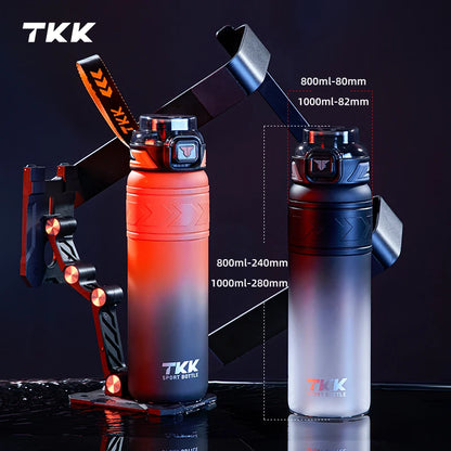TKK 600/850/1000ml Sports Watter Bottle Tritan BPA-free Portable Leak-proof Plastic Drinkware Outdoor Fitness Gradie Kettle