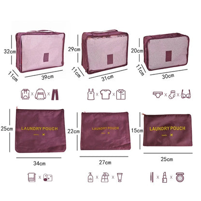 6/7 Pcs Set Travel Organizer Storage Bags Suitcase Packing Cubes Cases Portable Wardrobe Luggage Clothes Shoe Pouch Fold