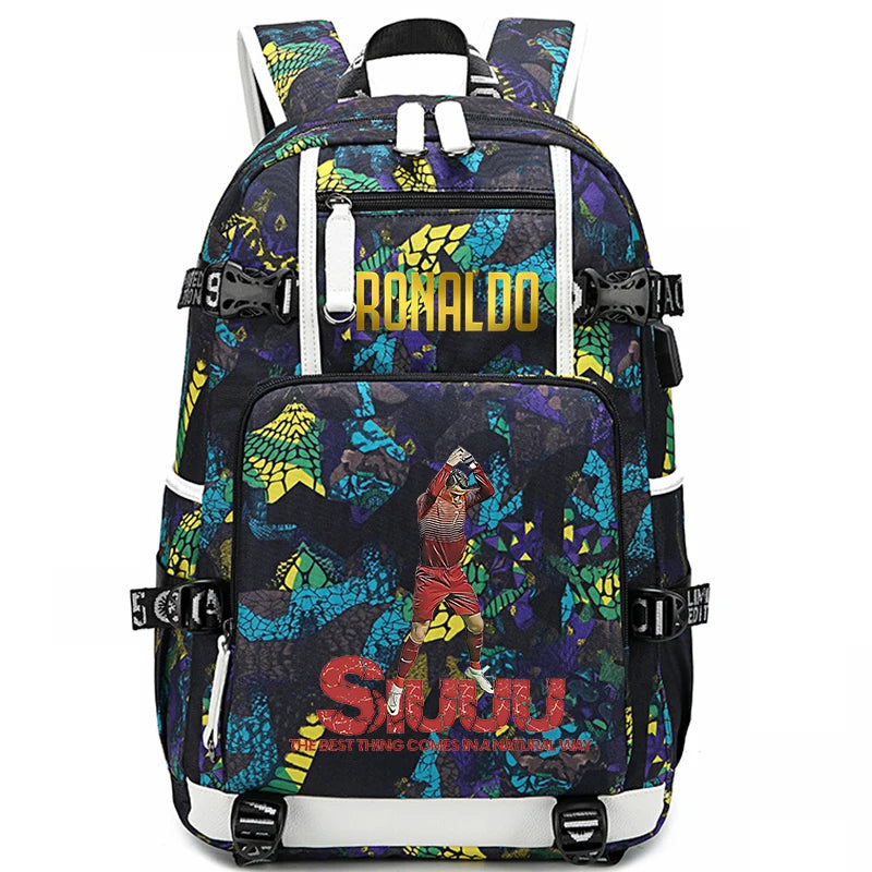 Ronaldo Print Student School Bag Children's Backpack Outdoor Travel Bag