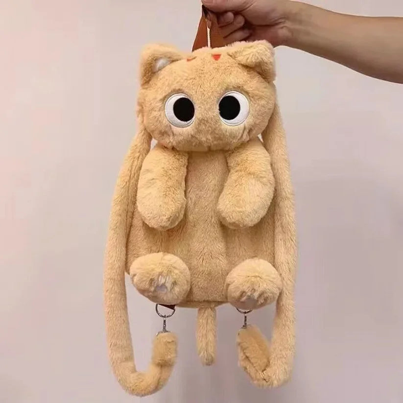 Cute Siamese cat backpack plush cartoon super hot black cat temperament cute backpack doll messenger bag