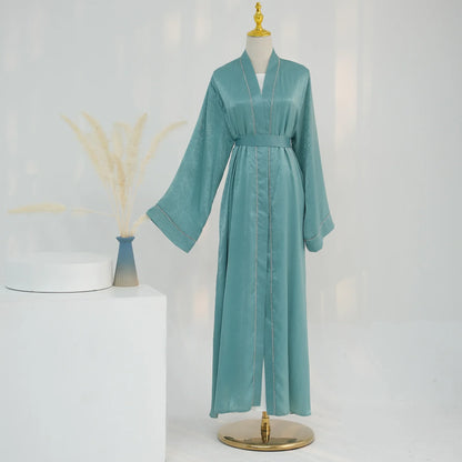 2024 Muslim Modest Cardigan for Women Eid Arab Abaya Dubai Dress Islamic Daily Long Sleeve Clothing Turkey Solid Color Coat Robe
