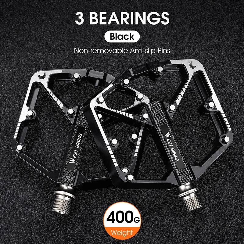 WEST BIKING MTB Cycling Pedals Sealed Bearing Ultralight Aluminum Alloy Footboard Anti-Slip Bicycle Platform Pedals Bike Parts