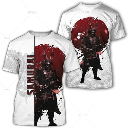 Japanese Harajuku Printed T Shirt For Men Fashion Samurai Mask Graphic T shirts Summer Leisure O-neck Pullover Oversized Topsy2k