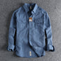 Ameikeji British Style Retro Long Sleeve Shirt Coat Men Spring  Autumn Twill Cotton Versatile Solid Color Male Cargo Work Shirts
