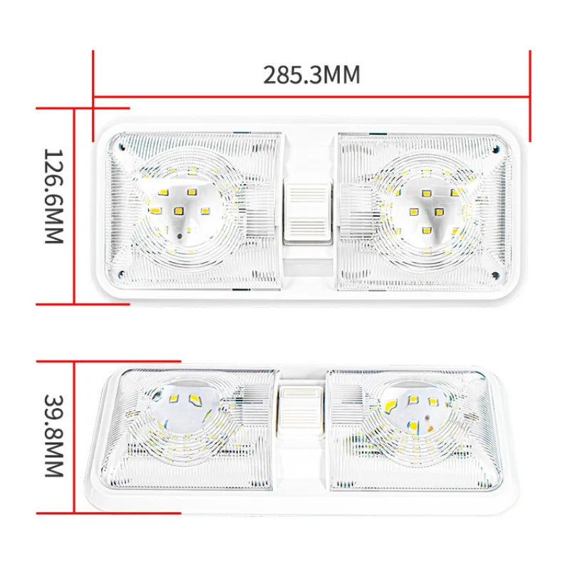 12V Bright Natural Light Color RV Light Partition Control Compartment Light 48 Beads Three Sections Slide Switch Reading Light