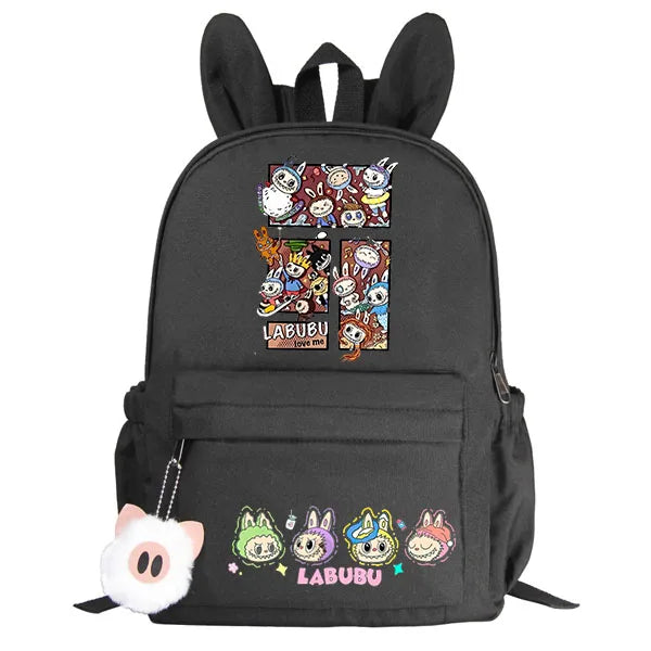 lububu Girls School Backpack Kawaii Children Backpack Cartoon Schoolbag Cute Girls School Supplies Travel Rabbit Ears Mochila