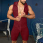 Men's Casual Sleeveless Jumpsuit Breathable Bodysuit Zipper Hooded Rompers Shorts Skinny Home Wear Tracksuit Pajamas 2025 New