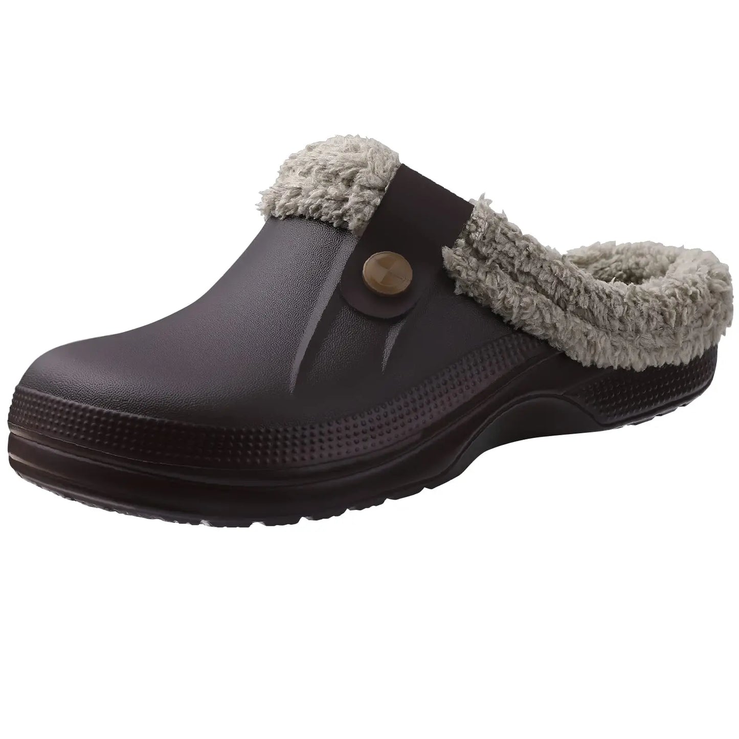 Comwarm Winter Fuzzy Colgs Slippers For Men Outdoor Waterproof Plush Lined Garden Shoes Comfort Non-slip Fur Fluffy House Slides