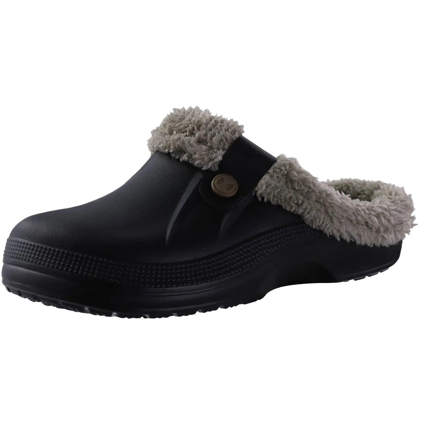 Comwarm Winter Fuzzy Colgs Slippers For Men Outdoor Waterproof Plush Lined Garden Shoes Comfort Non-slip Fur Fluffy House Slides