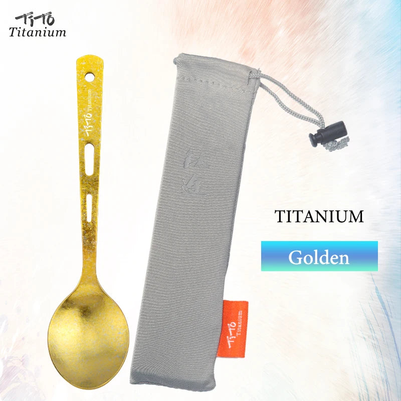 TiTo TiTanium Spork Spoon Tableware Combination Outdoor Camping Titanium Alloy Fork Collection Travel Knife Practical 3Pcs Set