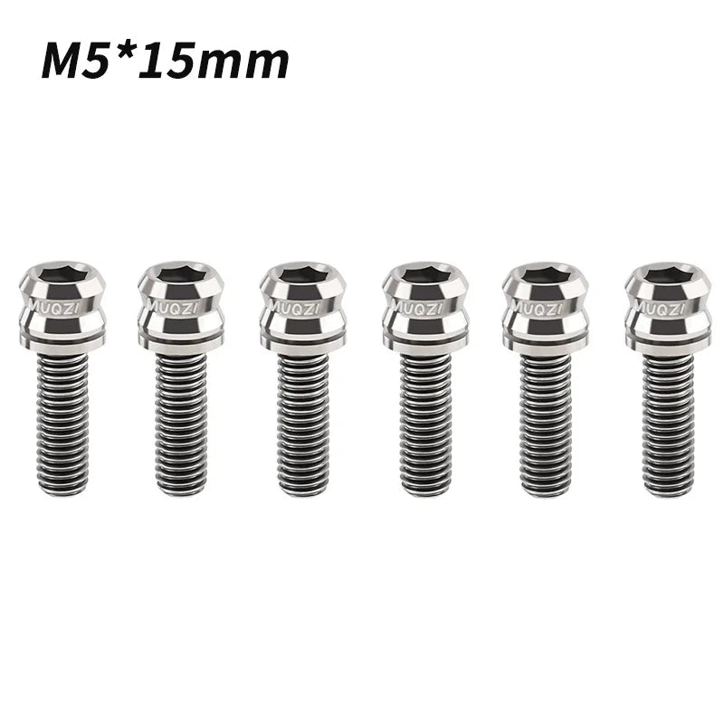 MUQZI 6PCS Titanium Bolts M5x15 M5x17 Bicycle Handlebar Stem Screw With Washer