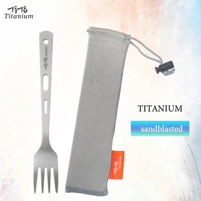 TiTo TiTanium Spork Spoon Tableware Combination Outdoor Camping Titanium Alloy Fork Collection Travel Knife Practical 3Pcs Set