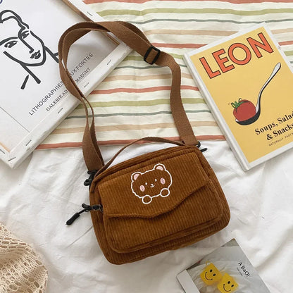 Cute Girl Canvas Bag Ins Small Crossbody Bag Female Student Solid Colour Simple Adjustable Strap Shoulder Bag Daily Women'S Bag