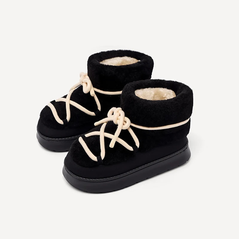 2024 Fashion Women's Winter Warm Snow Boots Toe Wrap Warm Cotton Slippers 5cm Padded Thickened Platform Ankle Boots Botas Mujer