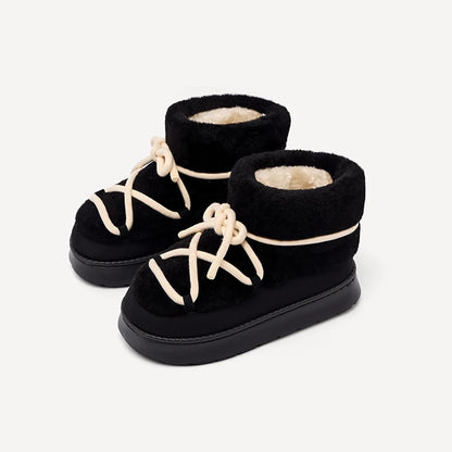 2024 Fashion Women's Winter Warm Snow Boots Toe Wrap Warm Cotton Slippers 5cm Padded Thickened Platform Ankle Boots Botas Mujer