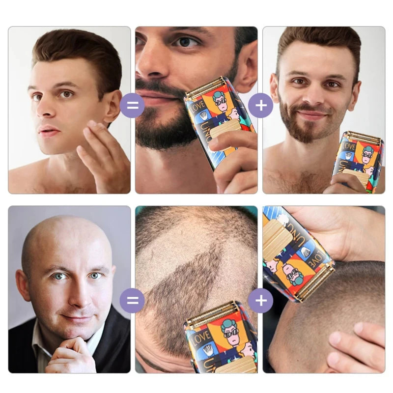 Kemei KM-1102H Fashion Men'S Electric Shaver Usb Charging Electric Shaver For Men Personalized Graffiti Hair Shaving Machine