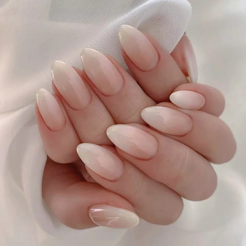 24pcs Black 3D Bow Almond Fake Nails Tips Pearl Love Sequin Design False Nails Art Removable Waterproof Artificial Press on Nail