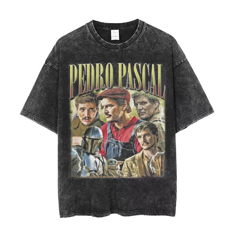 Vintage Pedro Pascal T Shirt Washed Harajuku Pascal Merch Retro Tshirt Hip Hop Bootleg Style Streetwear Shirt 2023 New Arrival