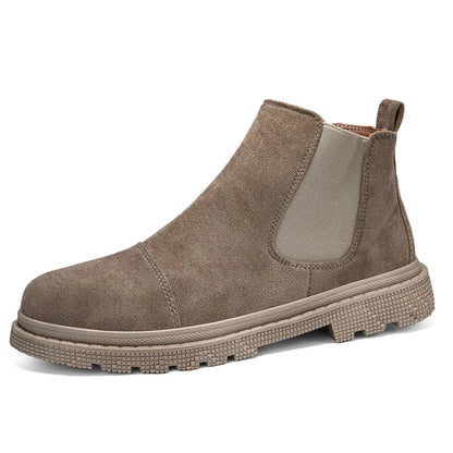 Classic Fashion Khaki Men's Ankle Boots Comfortable Platform Work Boots Men Slip-on High-top Shoes Casual Men Botas Para Hombre