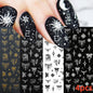 8Pcs Red Heart Nail Stickers 3D Bronzing Silver Gold Heart Shape Star & Moon Metal Totem Nail Slider Self-Adhesive DIY Nail Art*