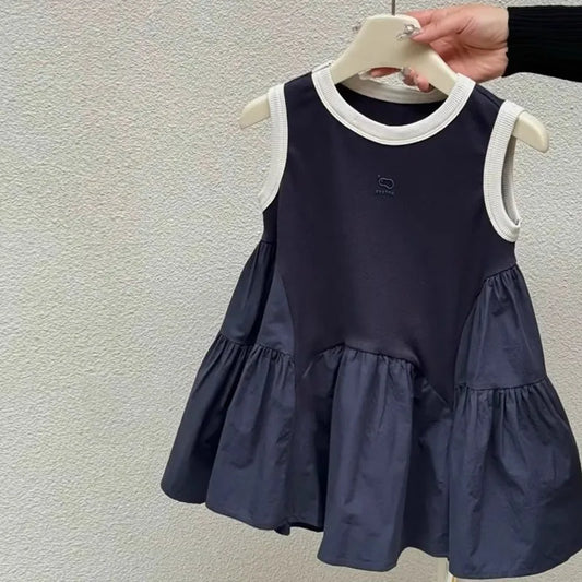 Girls Casual Dresses Sleeveless Casual Patchwork Dress Toddler Girl Clothes for 2 To 6 Years Princess Dress for Girls