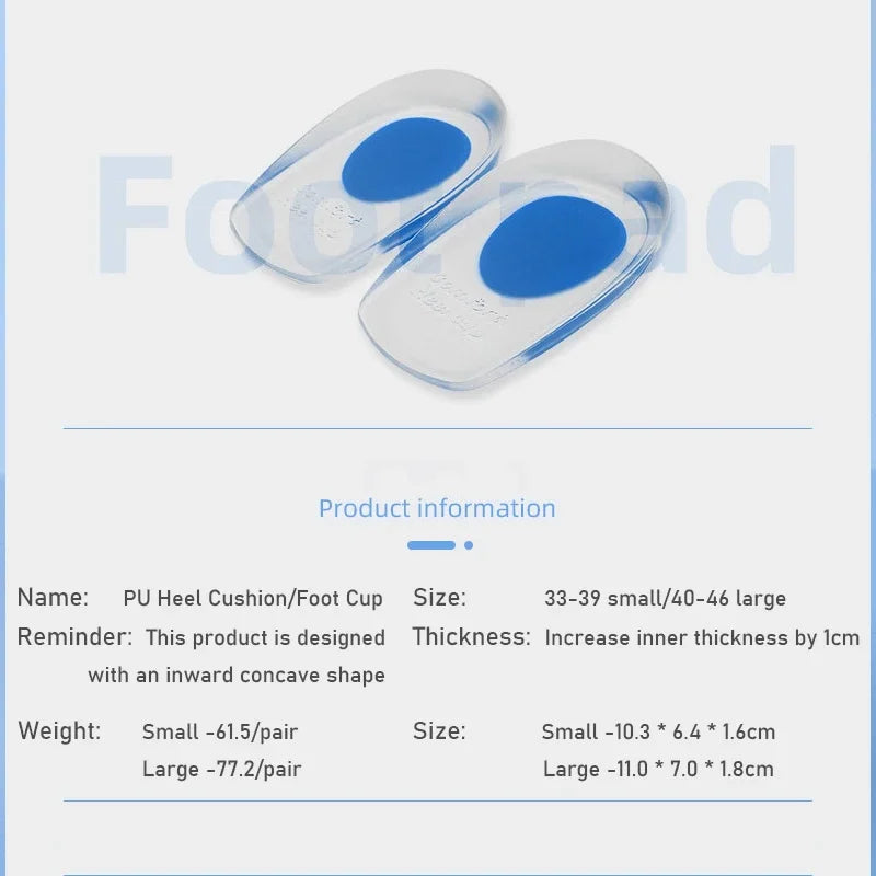 Medical Silicone Insoles For Heel Protector Inserts Heel Spur Pads For Relief Plantar Fasciitis Heel Pain Reduce Pressure