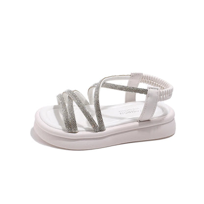 Girls Sandals Summer Luxury Rhinestone Strap Children Causal Beach Shoes Fashion Thick Bottom Kids Princess Sandals Versatile