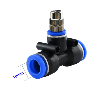 10 Sets Adjustable Copper Misting Nozzle Universal Spray Sprinkler With 8mm Tee Connector for Watering Irrigation Cooling
