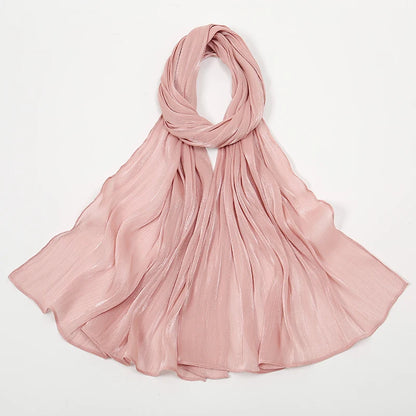 New Premium Silk Crinkle Hijab Scarf Women Shawls Plain Muslim Women Hijabs Breathab Islam Women Turban Pleated Scarf Ramadan