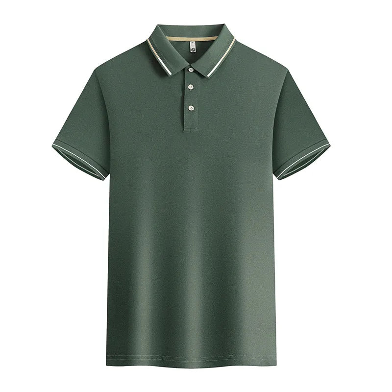 Polo Shirt mens Summer New Mens Short Sleeve Polo Shirt synthetic fiber  Men's Business Casual Polo Shirt S-4XL