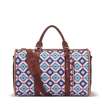 Simple and stylish printed foldable and expandable multifunctional travel bag