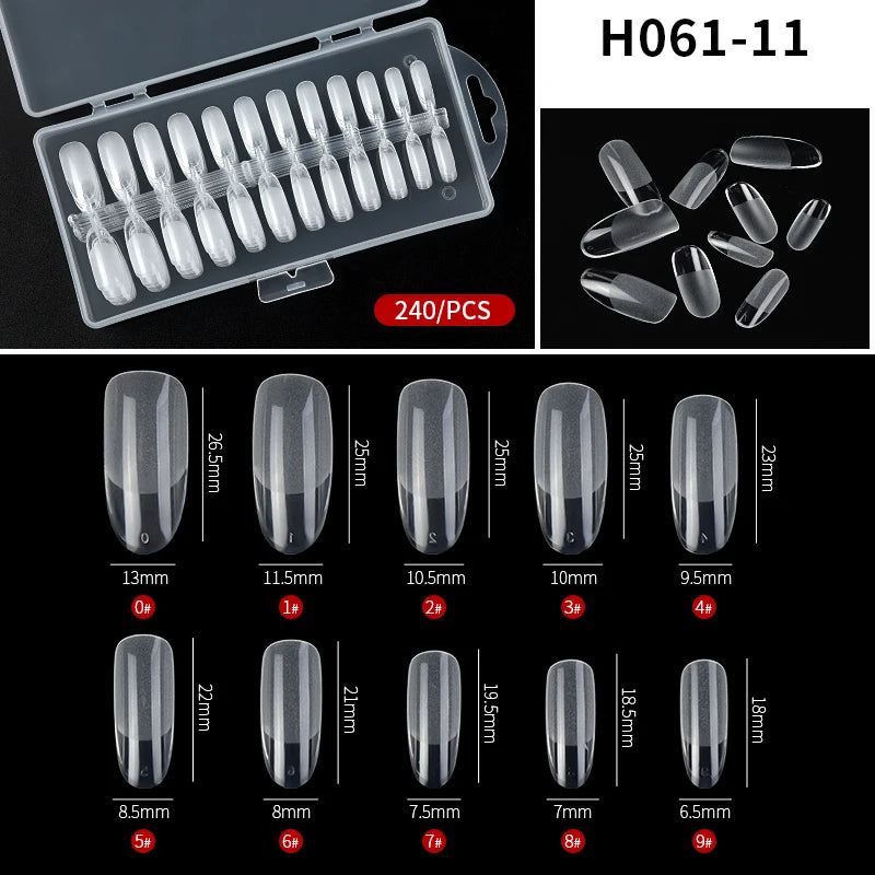 240pcs Semi-frosted Matte Fake Nails Long Coffin Stiletto Artificial False Nails Tips Clear Fake Nail Art Tips For Extension
