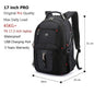 Swiss-Multifunctional bags Durable 17 Inch Laptop Backpack, Travel Bag,College Bookbag,USB Charging Port,Water Resistant