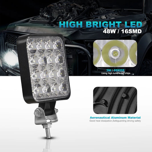 NLpearl 42W 48W Mini LED Work Light 12V 24V LED Light Bar Off Road Spotlight for Jeep Truck 4X4 Car SUV ATV Barra LED Headlights