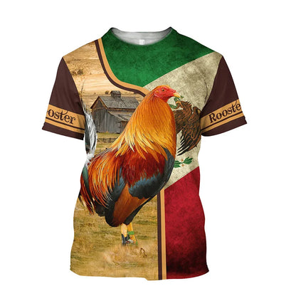 Rooster Fight Pattern T Shirt For Men Funny Chicken 3D Printed Tees Summer Casual Short Sleeve Round Neck Tops Unisex T-Shirts
