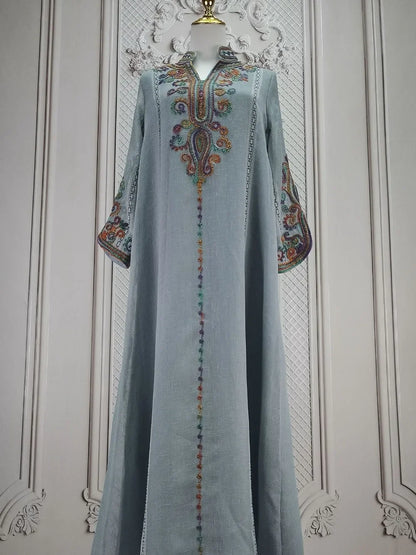 Muslim Abaya for Women Party Dresses Embroidery Long Robe Eid Ramadan Dubai Abayas Kaftan Arab Jalabiya Modest Vestidos Morocco