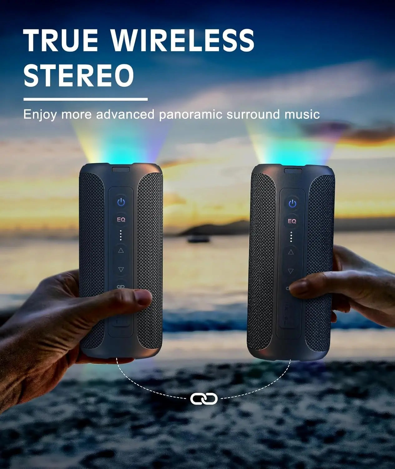 Ortizan Wireless Bluetooth Speaker with 40W HD Sound and Bass, IPX7 Waterproof,30H Playtime, Bluetooth 5.3, Handsfree, TF/AUX in