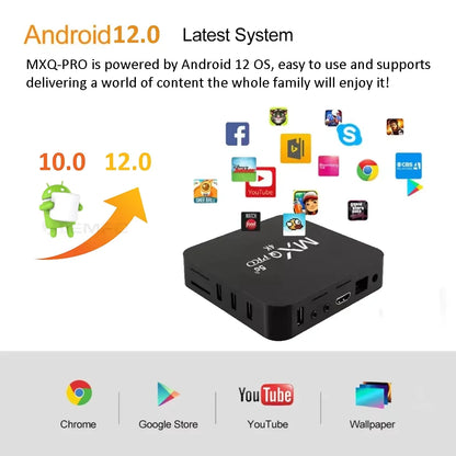 2025 MXQ Pro Smart TV Box Android 12 IK316 4K HD 3D Video Home Theater WIFI6 H.265 Support Watching Sport Matches TV Set Top Box