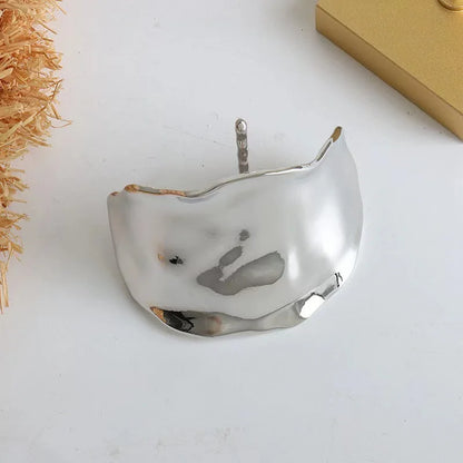 Bohemia Style Ponytail Buckle Simple Metal Copper Cast Concave and Convex Craft Hair Buckle Retro Clip Hair Fork Hair Style Clip