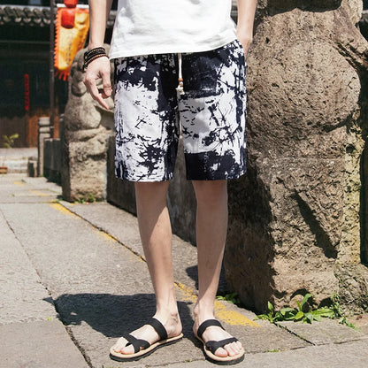 2025 Summer New Boutique Flower Cotton Linen Men's Casual Beach Shorts Men's Comfortable Breathable Leisure Shorts Male XXXXXL