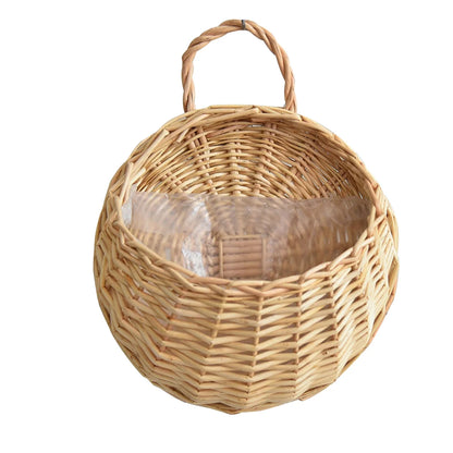 Wall Mounted Rattan Basket Hanging Planter Basket Handmade Wicker Flower Pot Home Garden Balcony Decor Woven Rattan Vase Baskets