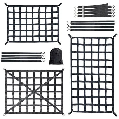 Car Trunk Rooftop Net Mesh Cargo Net Heavy Cargo Net Truck Trailer Dumpster Extend Mesh Covers Luggage Nets With 4 Fixed Belt