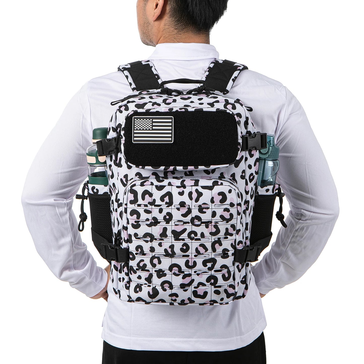 QT&QY 25L GYM Tactical Backpacks for Men  Survival Laser Cut Molle Daypack Small Bug Out Bag Gym Rucksack with Dual Cup Holders