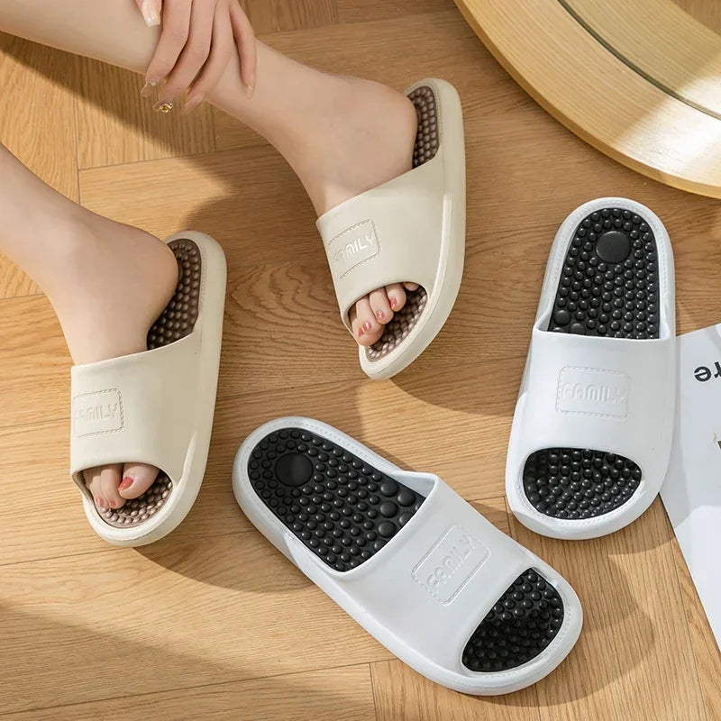 New Summer Concise Trend Couple Indoor Sandals Non-slip Bathroom Slides Men Women Shoes Massage Slippers Ladies' Home Flip Flops