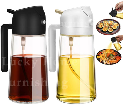 1-2PCS 2in1 Spray Oil Dispenser Oil Jar Cruet BBQ 500ml Plastic Spray Sprayer Bottle Kitchen Baking Roasting Picnic Kitchen Tool