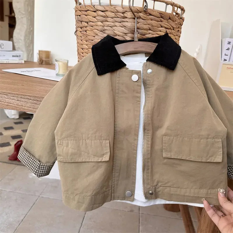 Kids Windbreaker New 2025 Spring Autumn Fashion Korean Casual Baggy Simple Style
